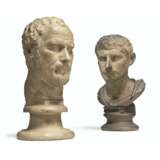 TWO PLASTER BUSTS OF DEMOSTHENES AND CALIGULA - Foto 1