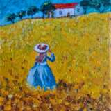Oil painting, Painting “Sunflowers”, Cardboard, Smear painting technique, Impressionist, Rural landscape, Ukraine, 2021 - photo 1