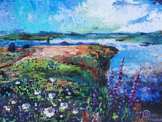 Painting “The height of summer on the river God”, Canvas, объемная живопись, Impressionist, Landscape painting, Ukraine, 2021г.с - photo 1