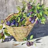 Painting “Basket of plums”, Watercolor paper, Watercolor, Naturalism, Still life, Ukraine, 2013 - photo 1