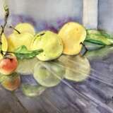 Gemälde „Äpfel und Reflexion“, Aquarellpapier, Aquarell, Naturalismus, Stillleben, Ukraine, 2021 - Foto 1