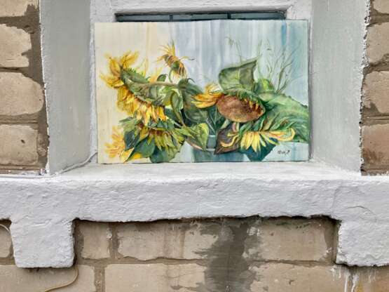 Painting “Sunflowers”, Watercolor paper, Watercolor, Naturalism, Still life, Ukraine, 2021 - photo 2
