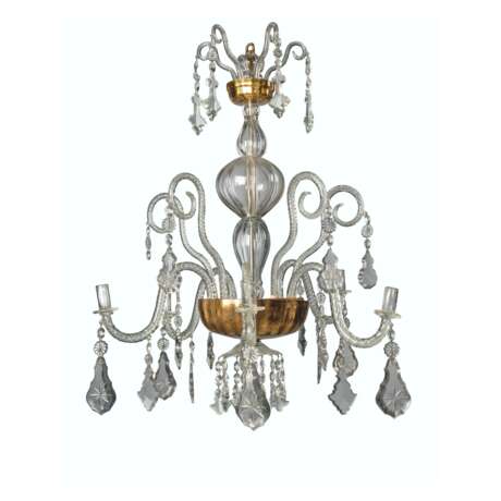 A SOUTH EUROPEAN CUT AND BLOWN-GLASS FIVE-LIGHT CHANDELIER - фото 1