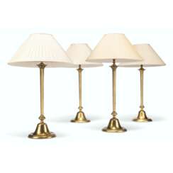 TWO PAIRS OF BRASS TABLE LAMPS