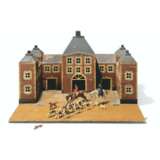 A VICTORIAN POLYCHROME-DECORATED MODEL OF A HUNT MEET AND COUNTRY HOUSE STABLE BLOCK - фото 1