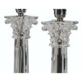 A PAIR OF MOULDED-GLASS CORINTHIAN COLUMN TABLE LAMPS - фото 2