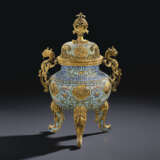 A SUPERB CLOISONN&#201; ENAMEL TRIPOD CENSER, COVER AND STAND - фото 1