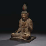 A LARGE POLYCHROME WOOD FIGURE OF GUANYIN - photo 1