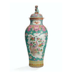 A FAMILLE ROSE &#39;SOLDIER VASE&#39; AND COVER