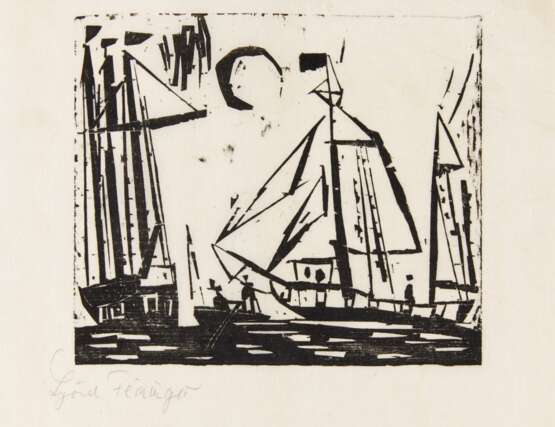 Feininger, Lyonel (1871 New York - 1956 New York). Segelboote (mit Mond) - photo 1