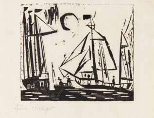 Feininger, Lyonel (1871 New York - 1956 New York). Segelboote (mit Mond)