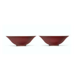 A PAIR OF COPPER-RED-GLAZED BOWLS