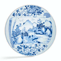 A BLUE AND WHITE &#39;LANDSCAPE SCROLL&#39; CHARGER
