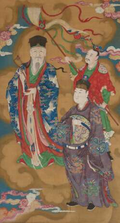 A LARGE SILK PAINTING OF TWO IMMORTALS AND AN ATTENDANT - Foto 1