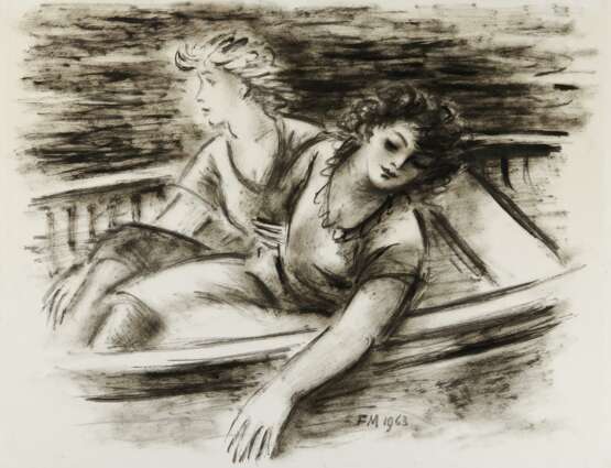Masereel, Frans (1889 Blankenberghe - 1972 Avignon). Zwei junge Frauen in einem Boot - фото 1