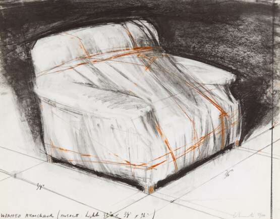 Christo (Christo Javatscheff) (1935 Gabrovo). Wrapped armchair, Project - Foto 1