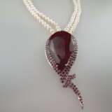 Perlenkette mit Rubinanhänger - Foto 4