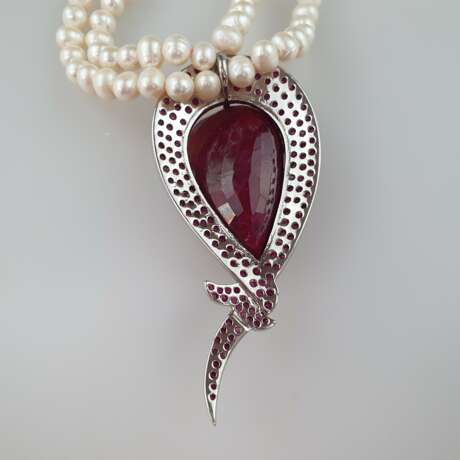 Perlenkette mit Rubinanhänger - Foto 7