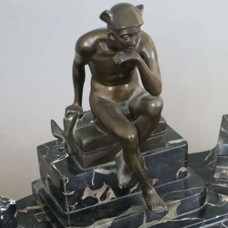 Großes Schreibzeug mit Bronzefigur des Hermes - Foto 8