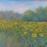 Painting “Sunflower field”, Pastel on paper, Impressionist, Landscape painting, Georgia, 2017 - photo 1