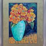 Gemälde „ORANGE BLUMEN“, Grundierte Hartfaserplatte, Öl auf Faserplatte, Zeitgenössische Kunst, Blumenstillleben, Russland, 2021 - Foto 8