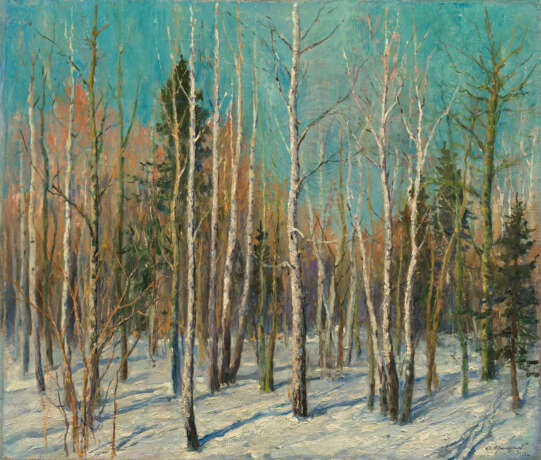 GRITSAI, ALEXEI (1914-1998) Early Spring in the Forest , signed and indistinctly dated 19?2. - Foto 1
