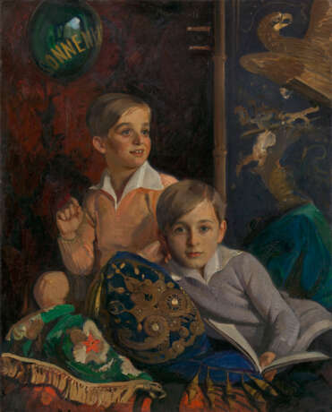 MYASOEDOV, IVAN (1881-1953) Portrait of Two Boys , signed and indistinctly dated 192?. - фото 1