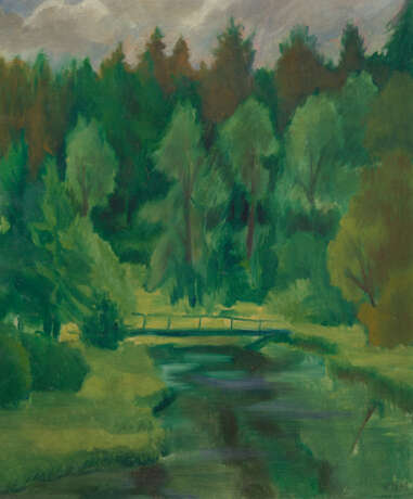 PAKHOMOV, ALEXEI (1900-1973) Bridge over the Forest River , signed with a monogram and dated 1934. - Foto 1