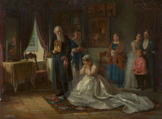 ZHURAVLEV, FIRS (1836-1901) Wedding Blessings , signed and indistinctly dated "187?".