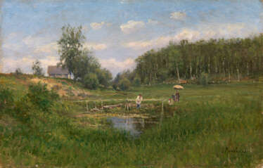 MAKOVSKAIA, ALEXANDRA (1837-1915) By a Stream , signed and dated 1901.