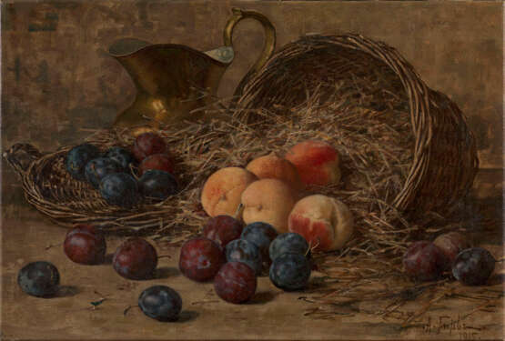 GIRV, ALFRED (1880-1918) Still Life with Plums and Peaches , signed and dated 1915. - фото 1