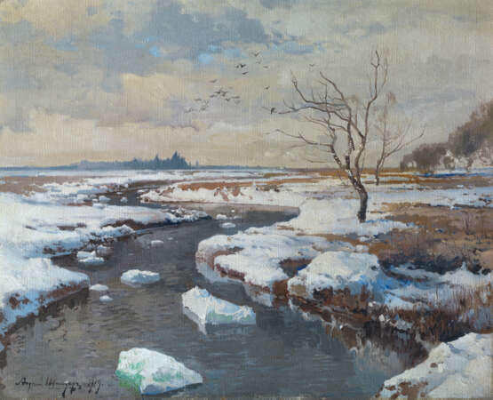SHILDER, ANDREI (1861-1919) Spring, Rooks Arrived , signed and dated 1919. - фото 1