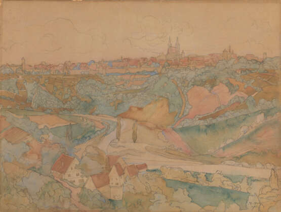 YUON, KONSTANTIN (1875-1958) German Town of Rotenburg , signed and dated 1905. - Foto 1