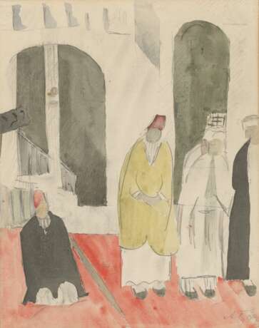 GRISHENKO, ALEXEI (1883-1977) Men in the Mosque , signed twice, once on the cardboard, and dated "20 X". - Foto 1