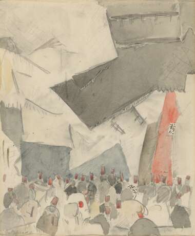 GRISHENKO, ALEXEI (1883-1977) Praying Crowd , signed twice, once indistinctly on the cardboard. - фото 1