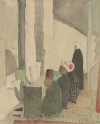GRISHENKO, ALEXEI (1883-1977) Men Praying , signed twice, once on the cardboard, and indistinctly dated "IX ...".