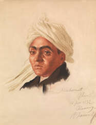 YAKOVLEV, ALEXANDER (1887-1938) Portrait of Mahomet Ghans , signed, inscribed "Peking", titled and dated "17 fevr 1932".