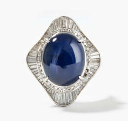 Sternsaphir-Diamant-Ring
