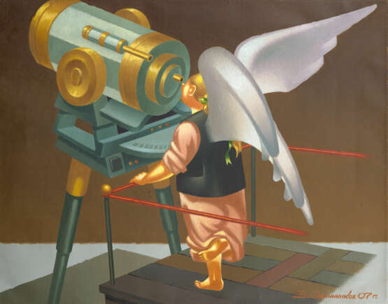 OVCHINNIKOV, VLADIMIR (1941-2015) Angel at the Telescope , signed and dated 2007, also further signed, titled in Cyrillic and dated on the reverse. - Foto 1