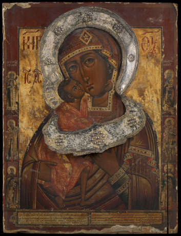 The Feodorovskaya Mother of God with Silver Crowned Halo And Tsata with Border Saints - photo 1