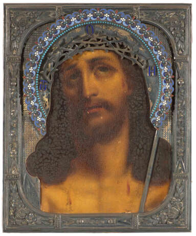 Dornengekrönter Christus mit emaillierter Silberbasma - Foto 1