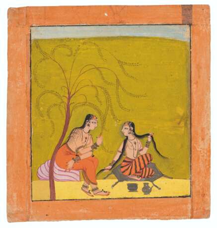 A PAINTING OF A NAYIKA AND SAKHI - photo 1