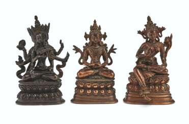 A GROUP OF THREE BRONZE &#39;PALA REVIVAL&#39;-STYLE BUDDHIST FIGURES