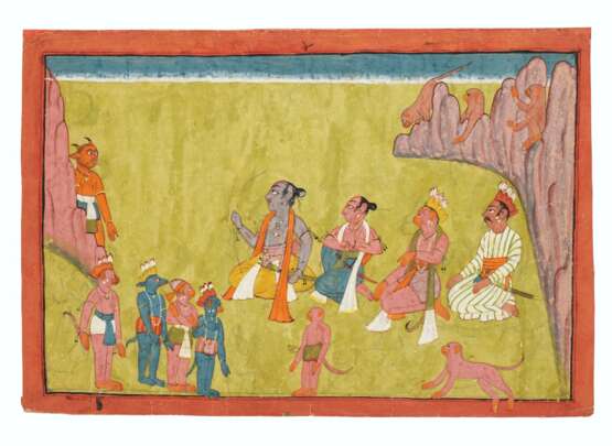 AN ILLUSTRATION FROM THE ‘SHANGRI’ RAMAYANA (STYLE III) – RAMA AND LAKSHMANA SEATED WITH SUGRIVA AND VIBHISANA - photo 1