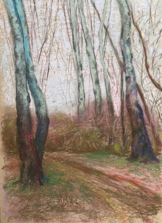 Gemälde „Riesen. Frühling auf der Krim“, бумага пастельная, Pastell, Impressionismus, лесной пейзаж, 2021 - Foto 1