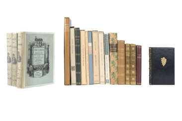 Una serie di volumi moderni dedicati al capolugo lombardo, molti preservati entro eleganti cofanetti moderni