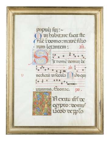 Manoscritto del XV-XVI secolo su pergamena di grande formato dal Salmo 113 - Foto 1