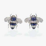 Ein Paar Ohrstecker ''Bienen'' verziert mit Saphiren und Brillanten , Italien - Foto 1