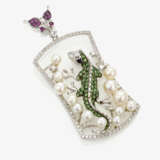 Anhänger ''Salamander mit Schmetterling'' verziert mit Perlen, Brillanten und rubinen , Deutschland - фото 1