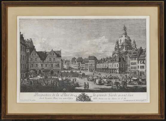 Bernardo Bellotto, gen. Canaletto, Perspective de la Place de la grande Garde ... Der Neumarkt in Dresden von der Moritzstraße aus. - Foto 2